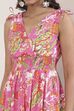 Pink Floral Printed Kalidar Flared Dress - Image 2