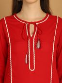 Women Red Kurta with Pant & Dupatta - Image 6