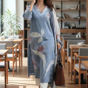 Womens Cotton Blend Straight Printed Kurta with Pant & Dupatta - Green